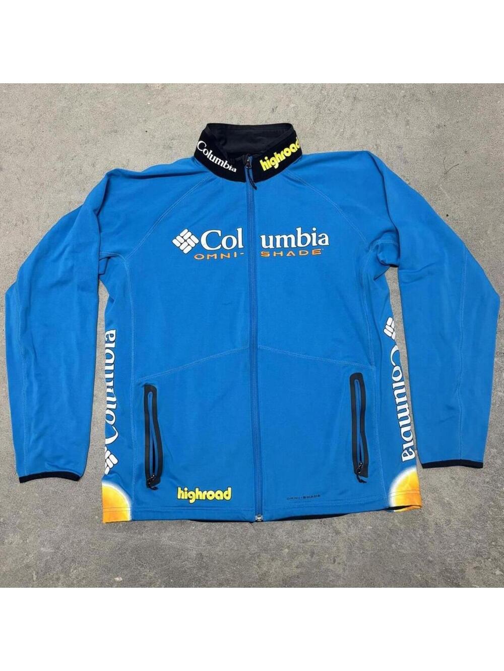 Columbia Omni-Shade Highroad Cycling Jacket Blue Full Zip Performance Jacket